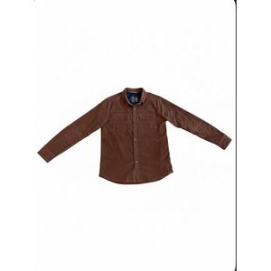 Stio Saratoga Mens Sz M Corduroy Brown Button Long Sleeve Snap Jacket Organic